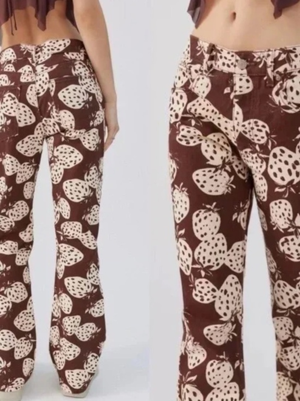 BDG bootcut Brown Strawberry Print Wide-Leg Jeans 28
